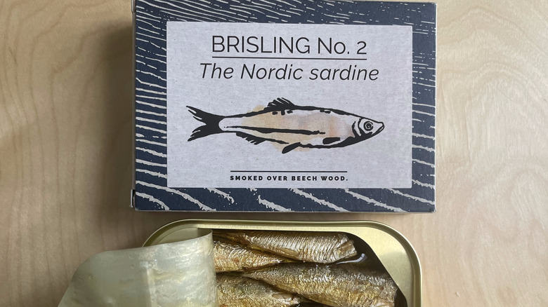 box above opened canned fish