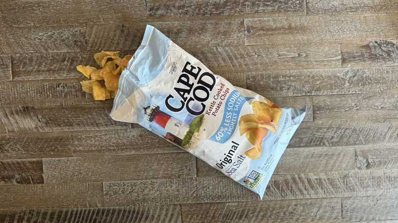 Bag of Cape Cod Low-sodium potato chips on table