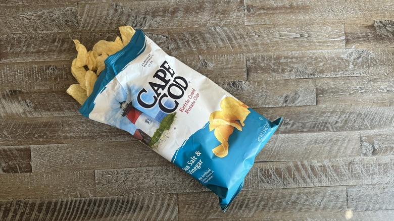 Bag of Cape Cod Sea salt and vinegar chips on table