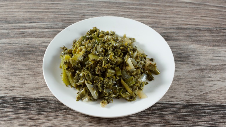 Callaloo on white plate