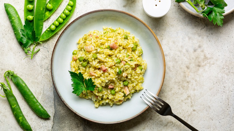 Rice and peas on a plate