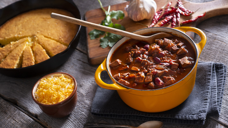 chili cheese and corn bread