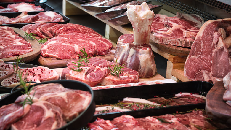 beef display with rosemary