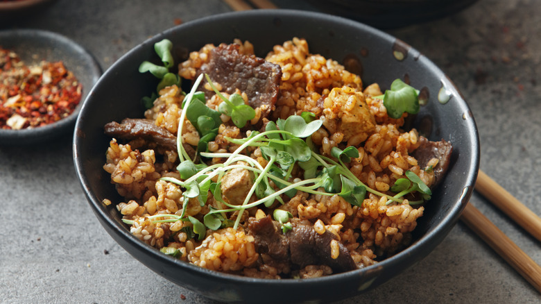 bowl of beef fried rice