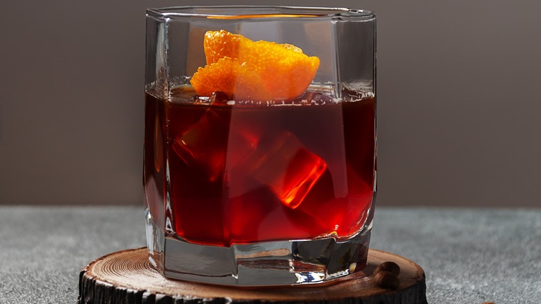 Coffee Negroni with a coffee bean