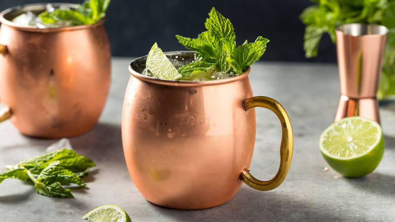 moscow mule in copper mug