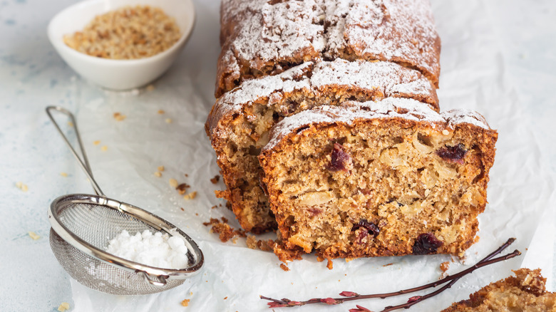 apple nut bread on counter