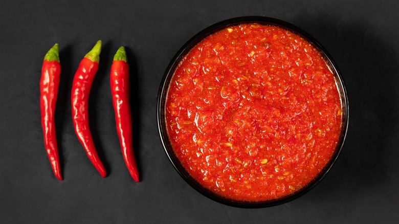 chili peppers and hot sauce