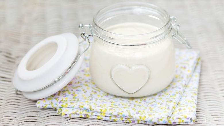 jar of homemade vegan mayo