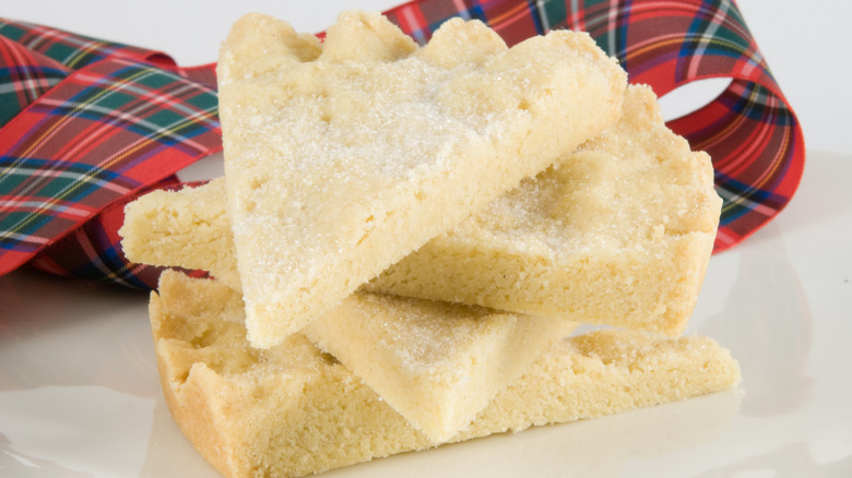 Shortbread slices and Scottish tartan