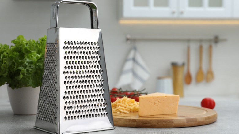Cheese grater on counter
