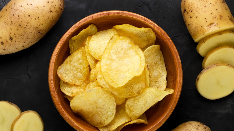 Potato chips in container