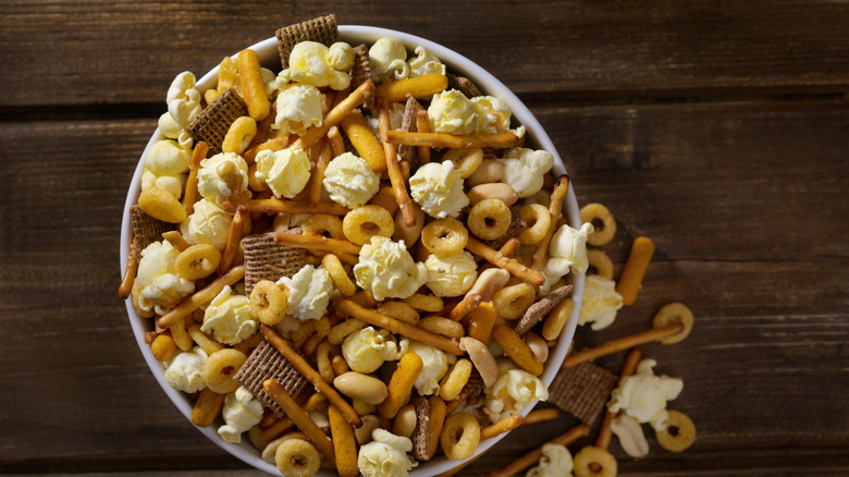 Snack mix in bowl