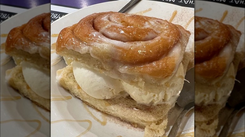 Cinnamon roll ice cream sandwich