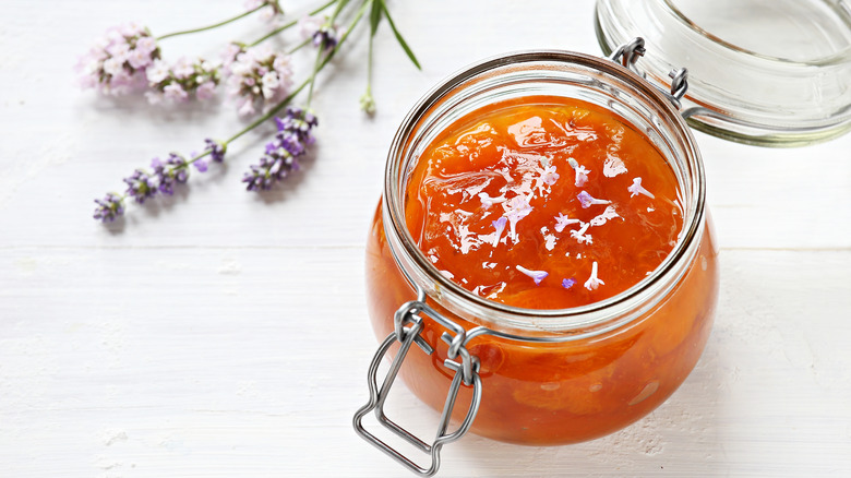 jar of marmalade with lavender