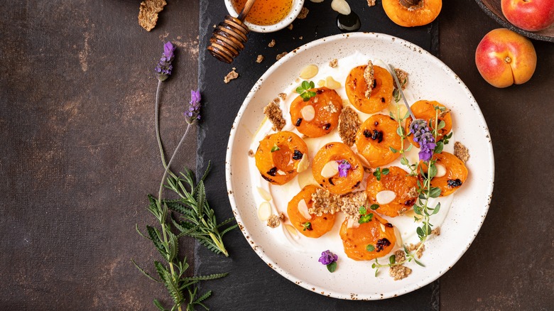 grilled peach salad with lavender