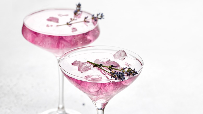 two lavender cocktails