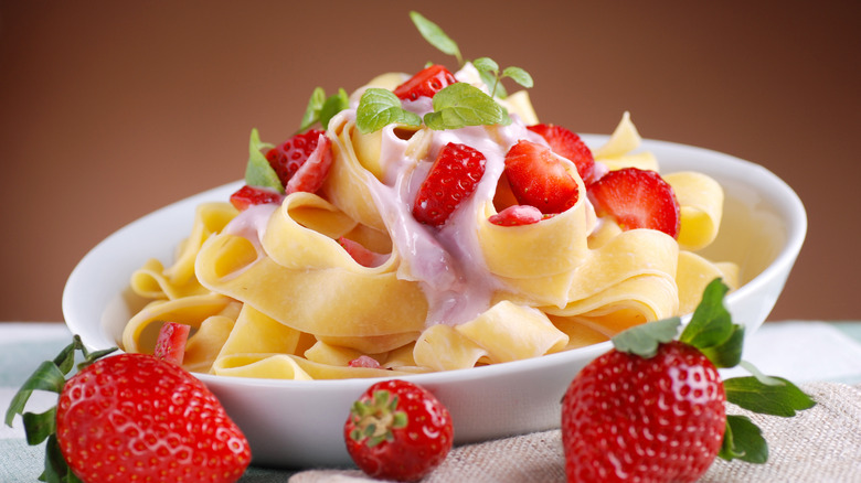 Pasta with strawberries