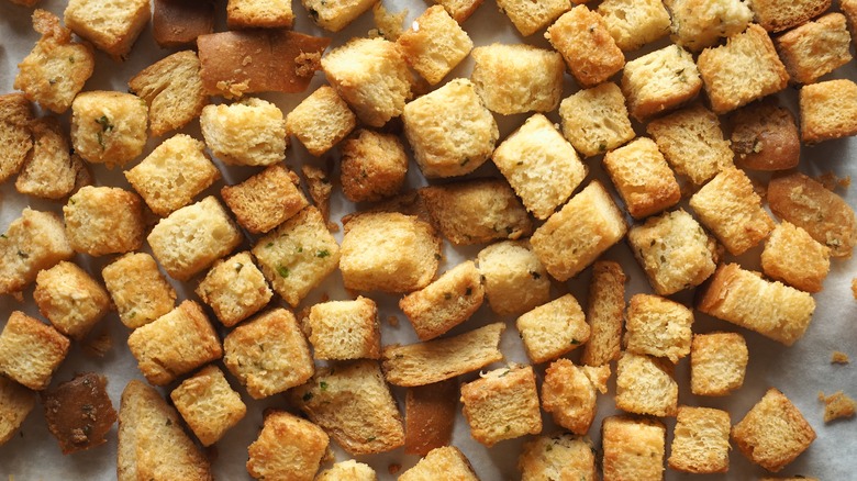 golden brown toasted croutons