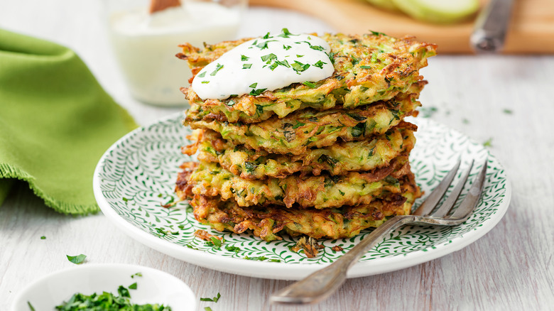 Zucchini fritters on a plate