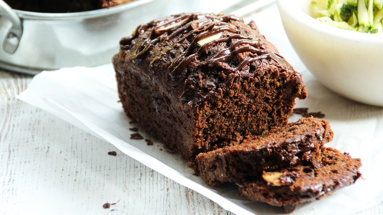 Chocolate zucchini bread on table