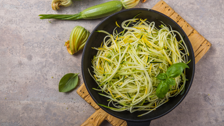 Zoodles in a black bowl