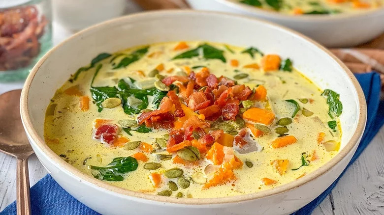 sweet potato chowder in bowl