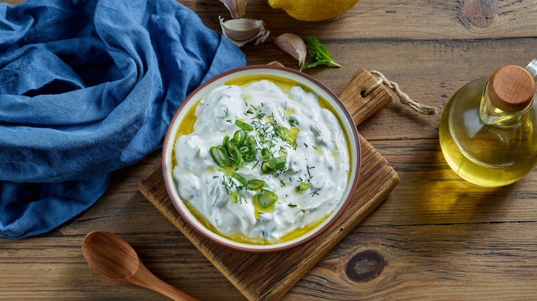 Onion dip in bowl