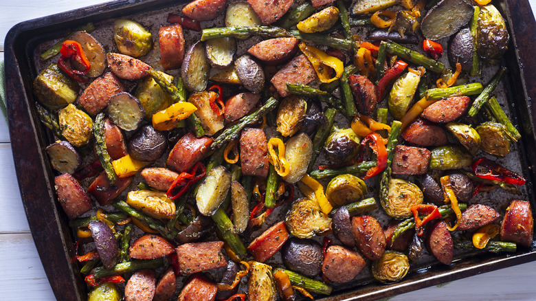 Roasted vegetables on sheet pan