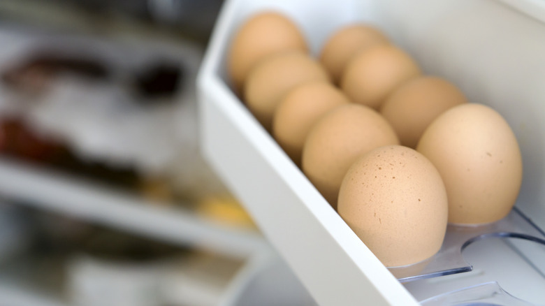 Eggs in refrigerator holder