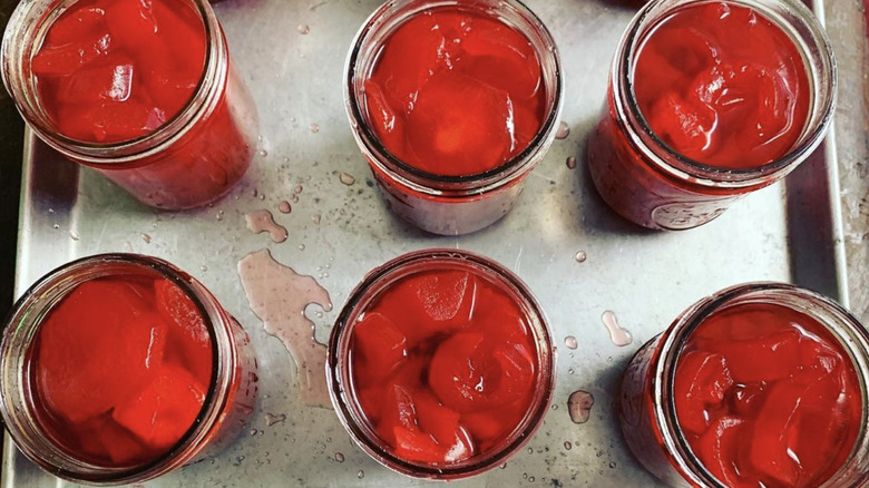 Cinnamon pickles in a jar