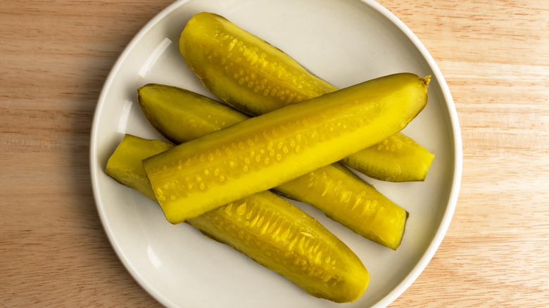 Plate of pickle spears