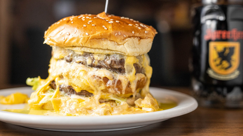 Butter burger on plate