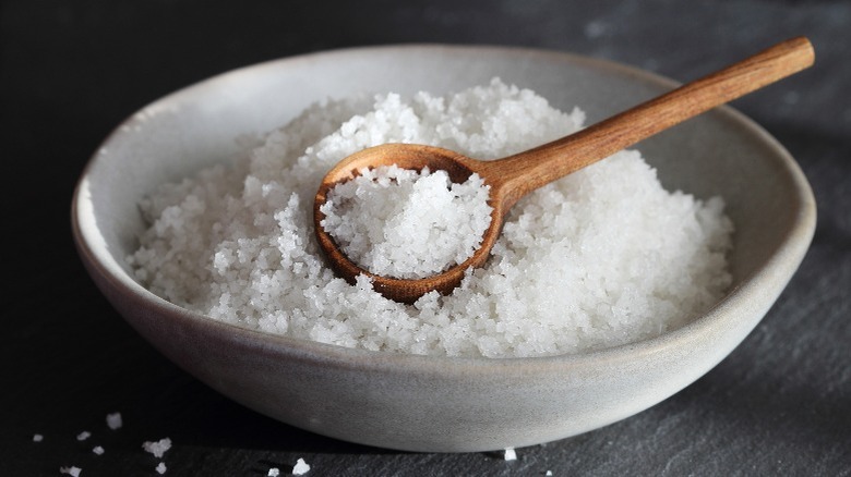 Bowl of salt with spoon