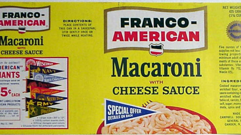 Franco-American macaroni cheese label