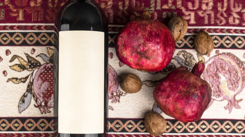 Armenian pomegranate wine and pomegranates