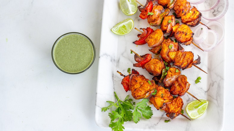 Green tomato chutney with kebabs