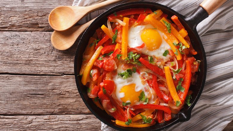 traditional Basque piperade skillet