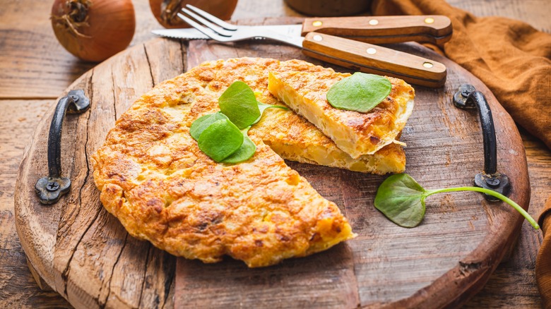 tortilla Española made with potatoes