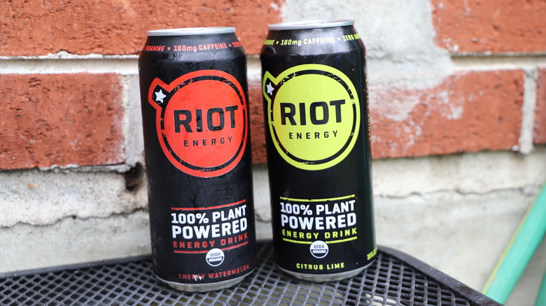 Two cans of Riot Energy