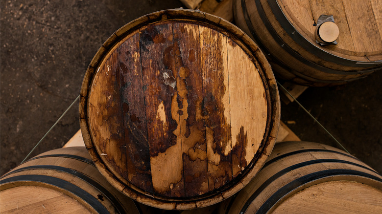 bourbon stained barrel