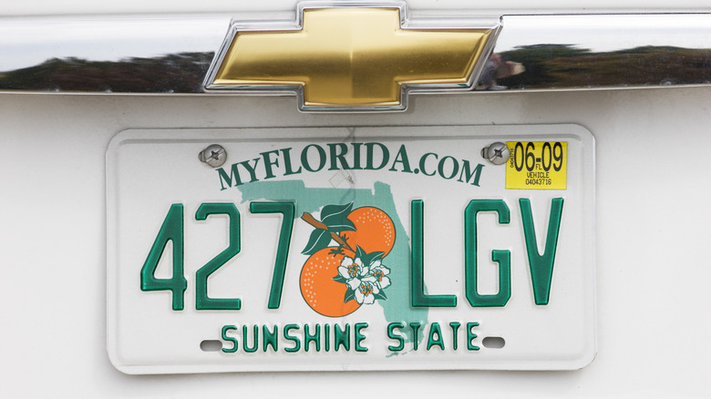 Florida license plate on chevy vehicle