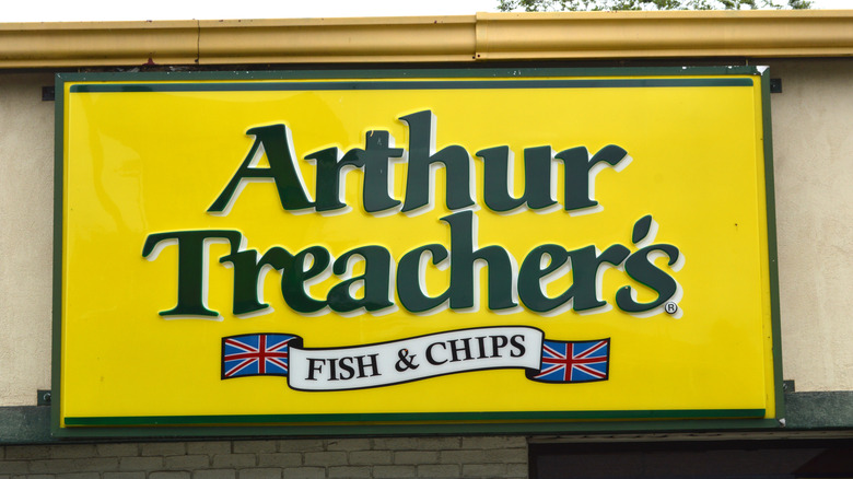 Arthur Treacher's Fish & Chips yellow sign