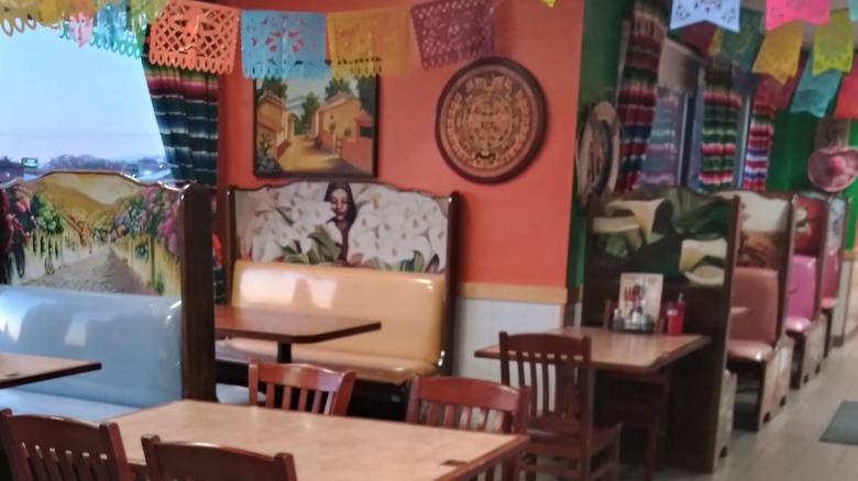 Interior of Don Pablos restaurant with bright decorations