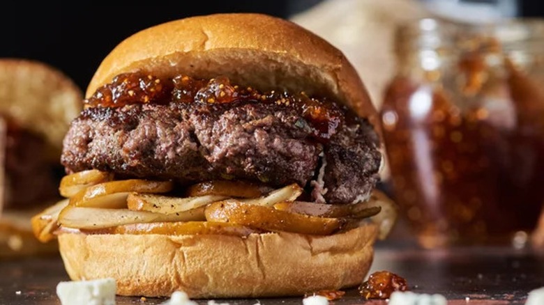 Burger topped with jam 
