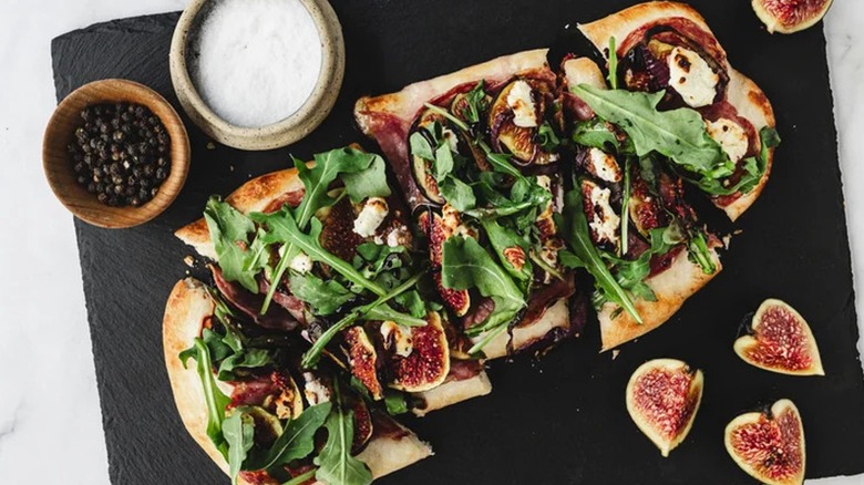 Flatbread on slate board 