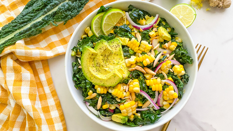 Kale And Corn Salad With Ginger-Lime Dressing