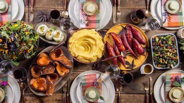 Thanksgiving meal on a table