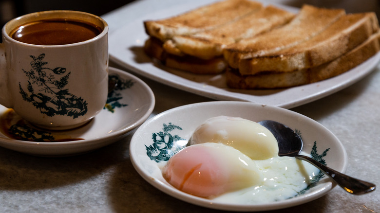 Kaya toast coffee and eggs