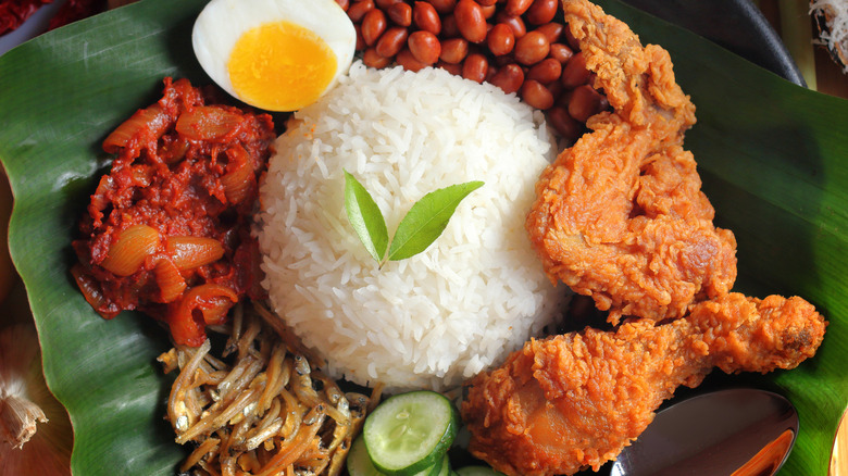 Rice with fried chicken